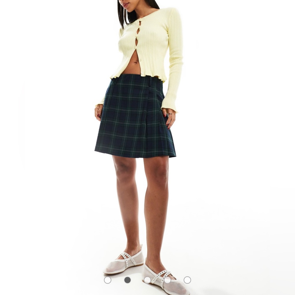 Mango navy pleated skirt
